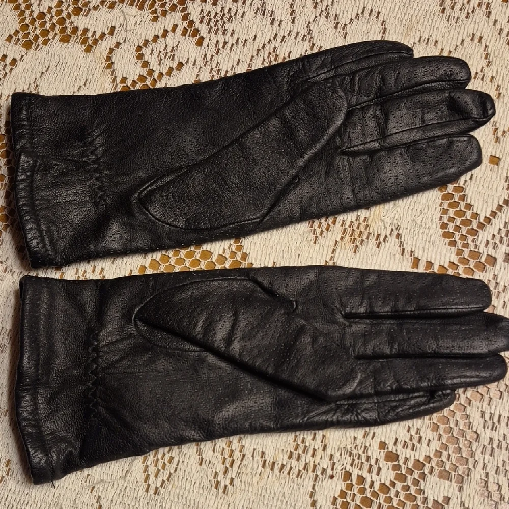 Sophisticated Black Perforated Gloves